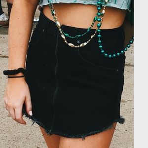 Black Carmar Denim Front Zip Skirt